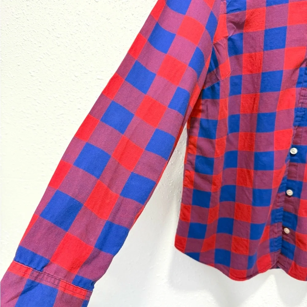 J. Crew boy fit cotton Vibrant Red and Blue Plaid Shirt S‎